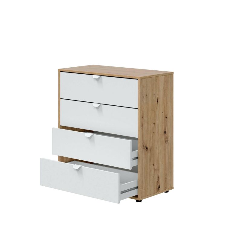 Comodino moderno bianco e rovere nodi 77x40x86h cm - Spinello