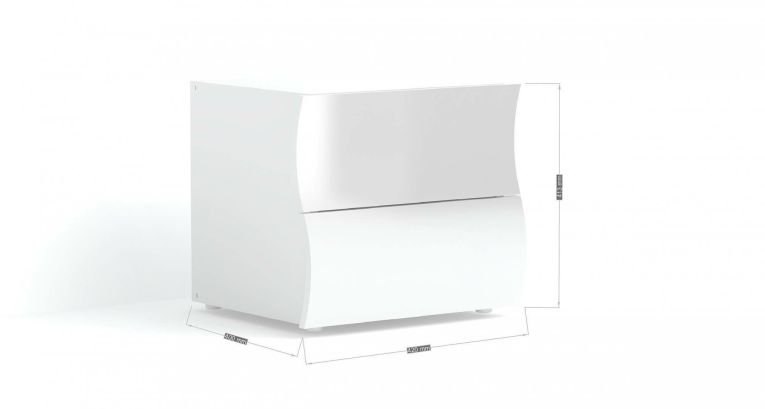 Comodino moderno bianco lucido 50x40x41h cm - Thanatos
