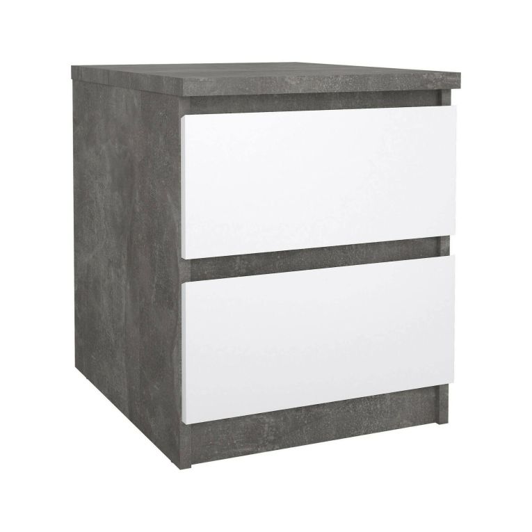 Comodino moderno cemento e bianco lucido 50x40x49h cm - Azar