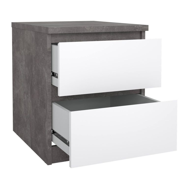 Comodino moderno cemento e bianco lucido 50x40x49h cm - Azar