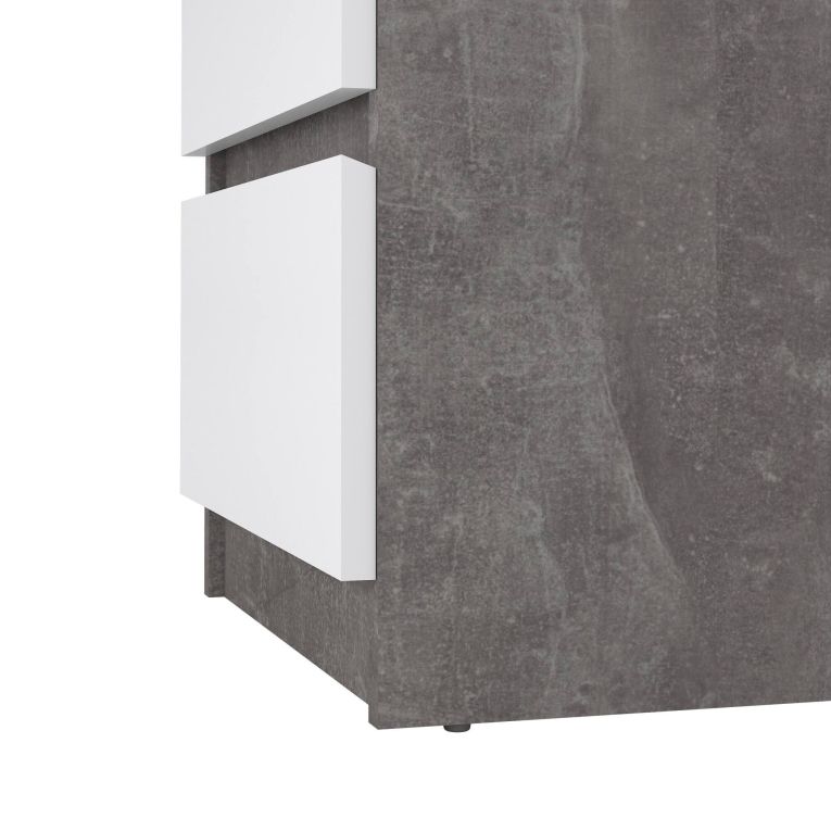 Comodino moderno cemento e bianco lucido 50x40x49h cm - Azar