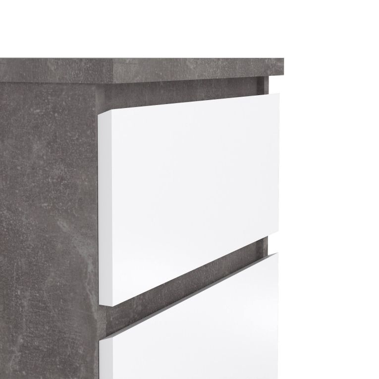 Comodino moderno cemento e bianco lucido 50x40x49h cm - Azar