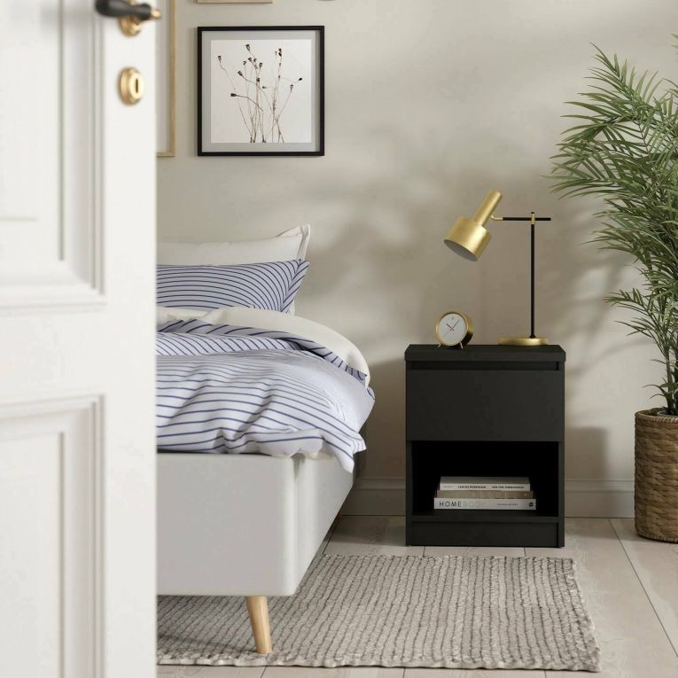 Comodino moderno nero 40x40x49h cm - Scolastica
