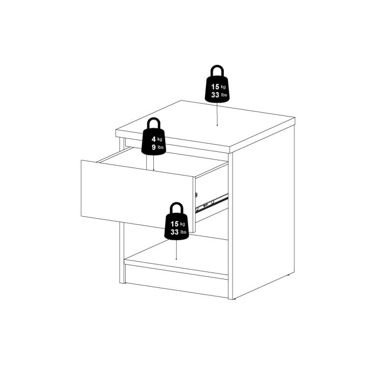 Comodino moderno nero 40x40x49h cm - Scolastica