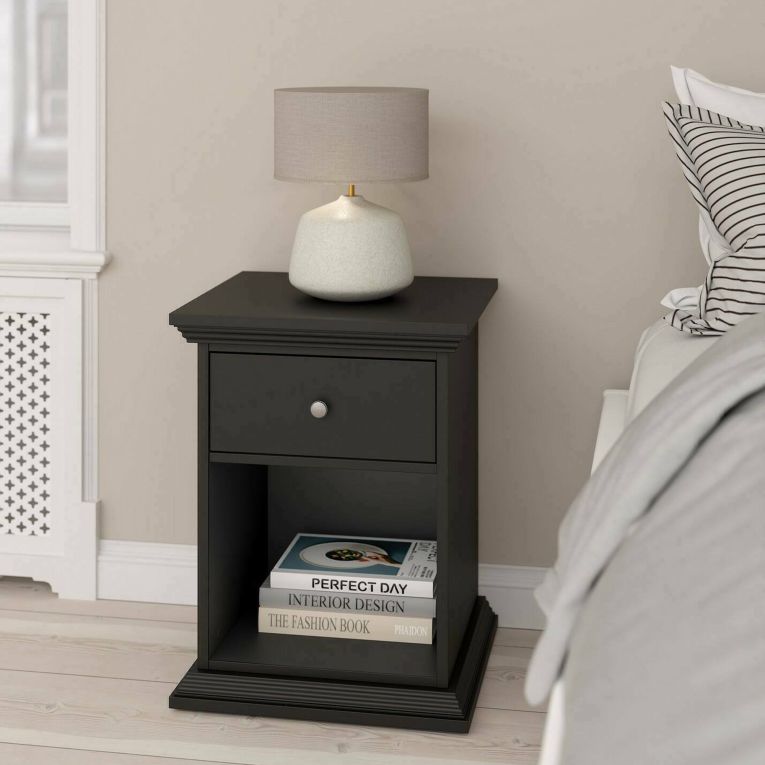 Comodino moderno nero 47x43x63h cm - Pascal