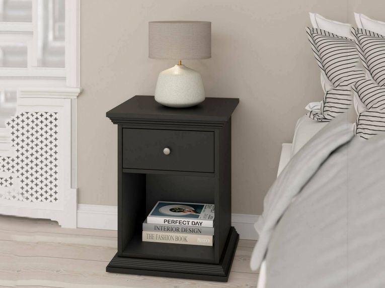 Comodino moderno nero 47x43x63h cm - Pascal