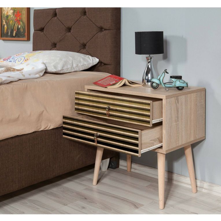 Comodino moderno quercia 60x40x61h cm - Ompong