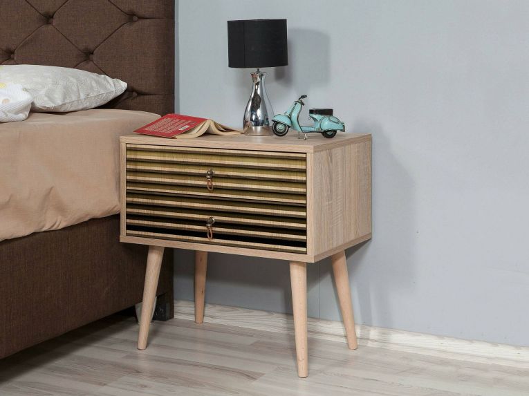 Comodino moderno quercia 60x40x61h cm - Ompong