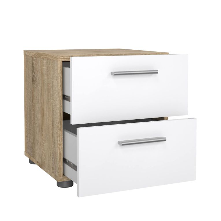 Comodino moderno quercia e bianco lucido 40x40x42h cm - Fedora