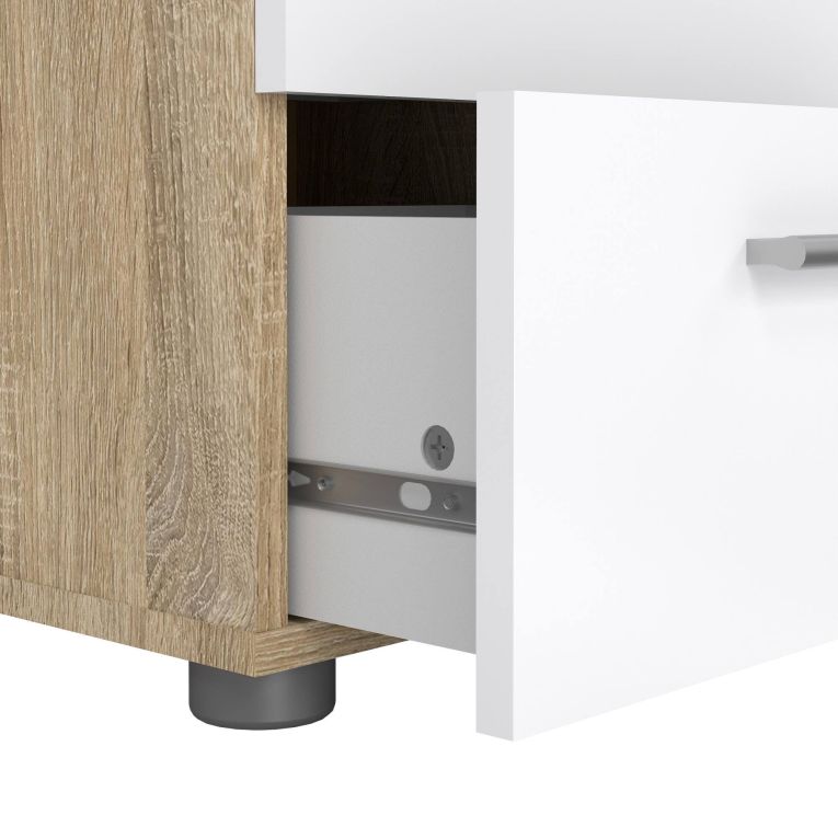Comodino moderno quercia e bianco lucido 40x40x42h cm - Fedora