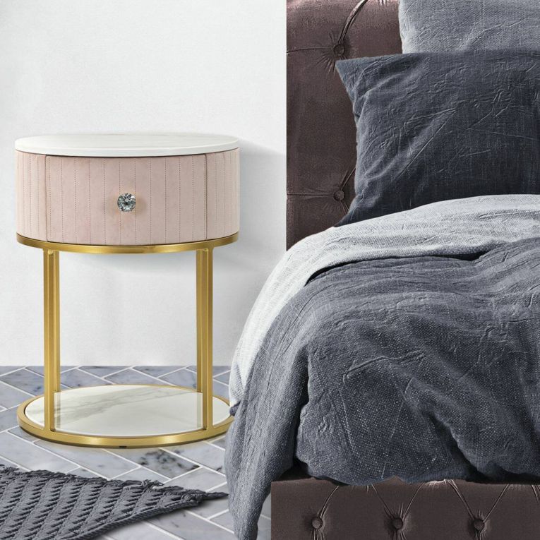 Comodino moderno rosa e bianco 42x42x48h cm - Gerhard