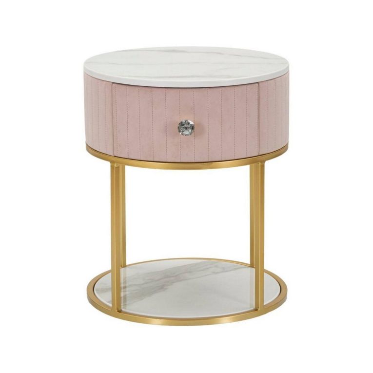Comodino moderno rosa e bianco 42x42x48h cm - Gerhard