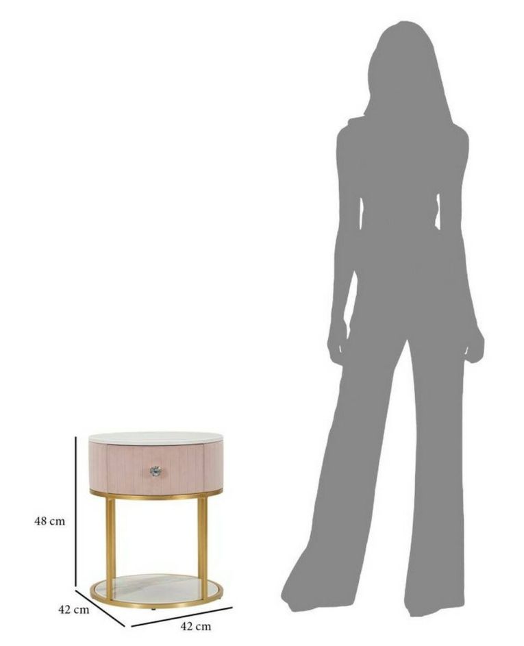 Comodino moderno rosa e bianco 42x42x48h cm - Gerhard