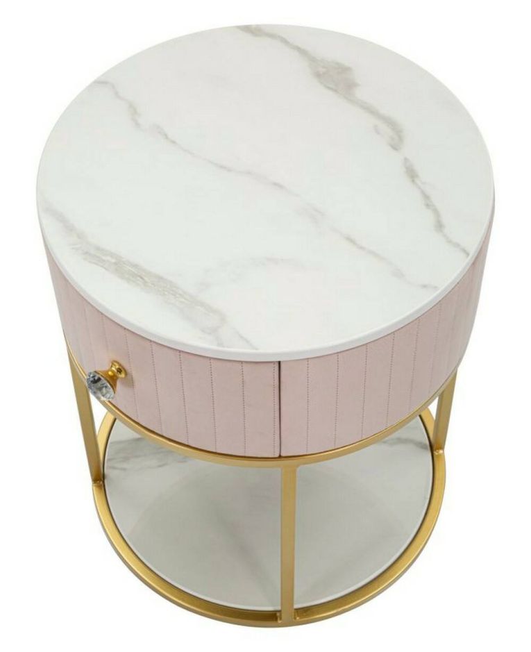Comodino moderno rosa e bianco 42x42x48h cm - Gerhard