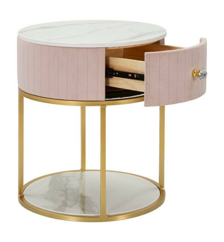 Comodino moderno rosa e bianco 42x42x48h cm - Gerhard