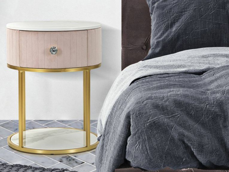 Comodino moderno rosa e bianco 42x42x48h cm - Gerhard