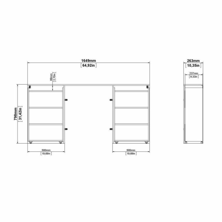 Comodino moderno rovere 164x26x79h cm - Shary