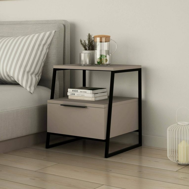 Comodino moderno tortora 45x40x50h cm - Alonso