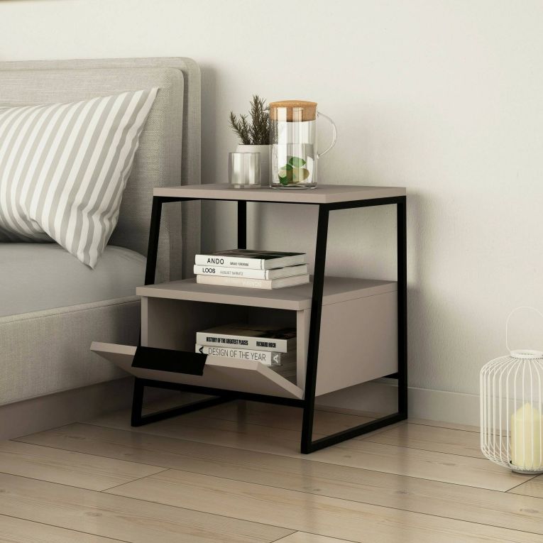 Comodino moderno tortora 45x40x50h cm - Alonso