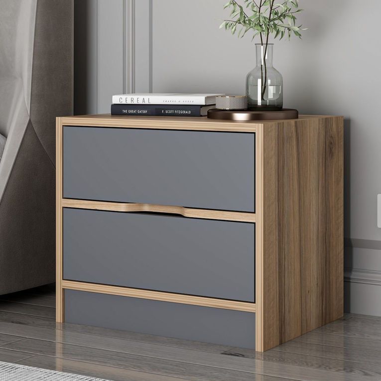 Comodino Nero Antracite Marrone Noce 4 Cassetti Apertura Scorrevole 54x40x47h cm, Chiusura Scorrevole - Legnago