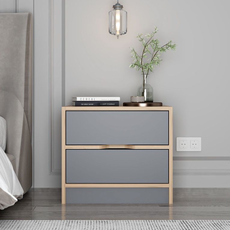 Comodino Nero Antracite Marrone Noce 4 Cassetti Apertura Scorrevole 54x40x47h cm, Chiusura Scorrevole - Legnago