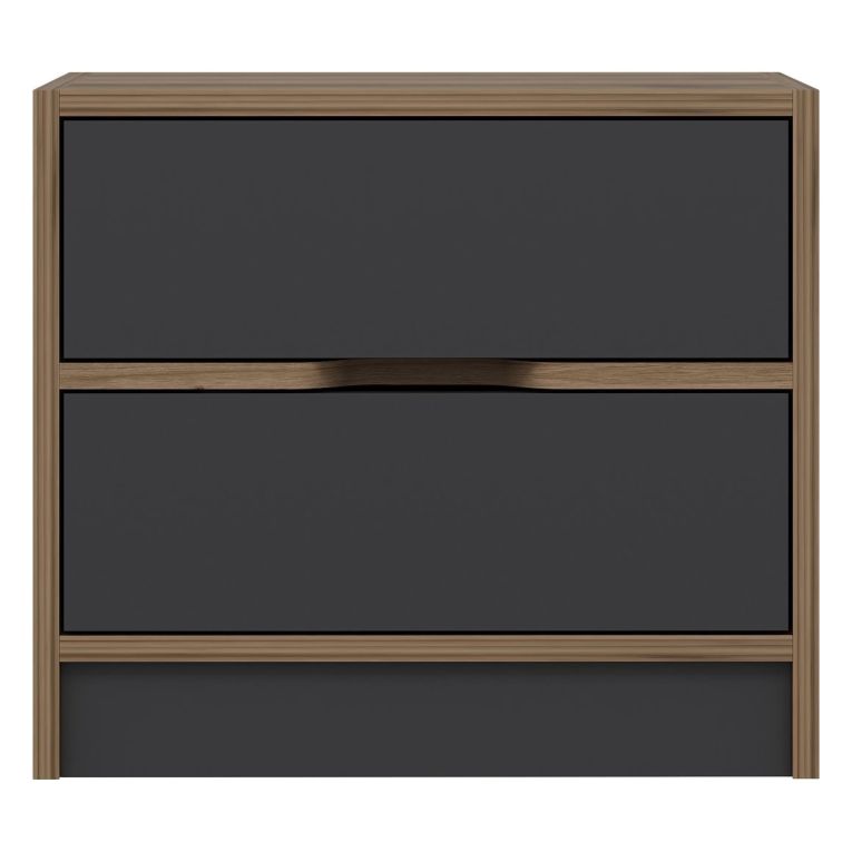 Comodino Nero Antracite Marrone Noce 4 Cassetti Apertura Scorrevole 54x40x47h cm, Chiusura Scorrevole - Legnago