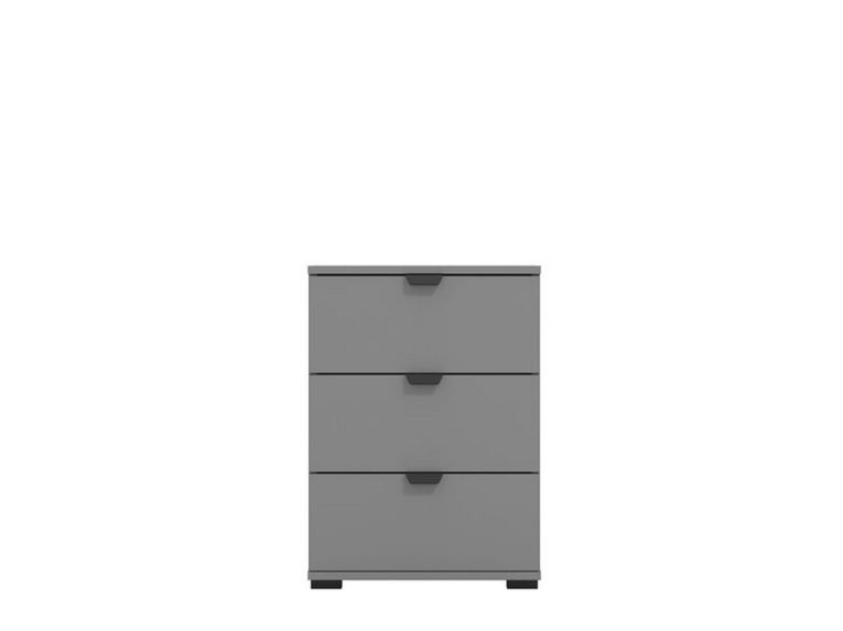 Comodino Nero Antracite Nero 3 Cassetti un Ripiano 45x40x63h cm, Apertura Scorrevole - Talana