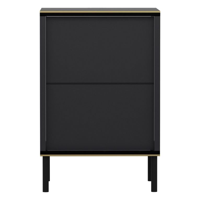 Comodino Nero Antracite oro un Ripiano Apertura Battente 40x35x60h cm, Un'anta - Vestone