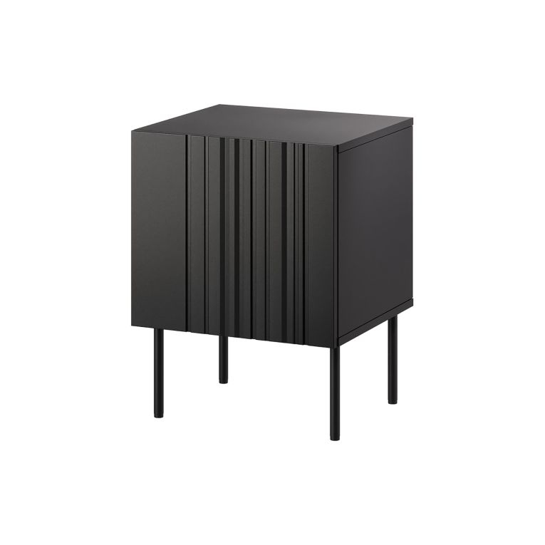 Comodino Nero Cassetti un Ripiano 59x42x44.5h cm, Un'anta - Russi