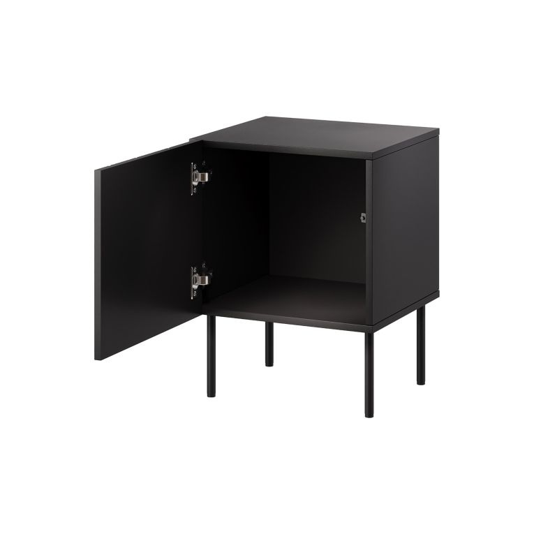Comodino Nero Cassetti un Ripiano 59x42x44.5h cm, Un'anta - Russi