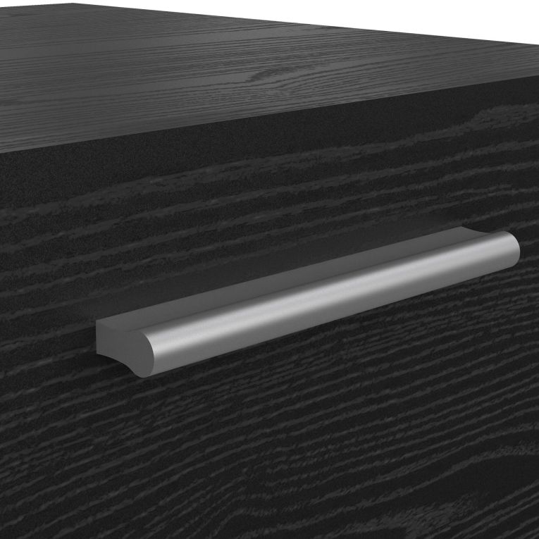 Comodino Nero Effetto Legno 2 Cassetti un Ripiano 40x40x42h cm, Apertura Scorrevole - Apolla