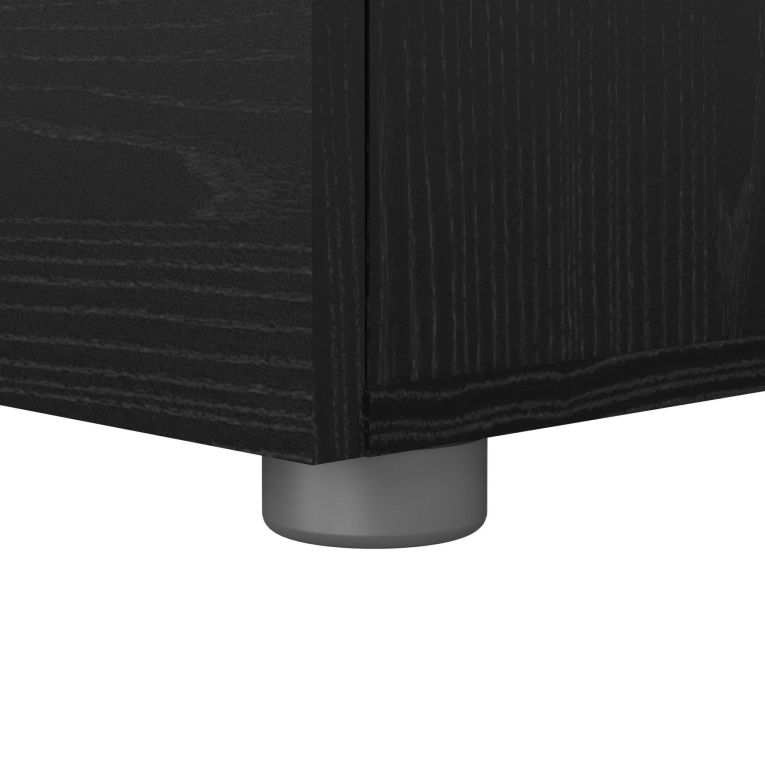 Comodino Nero Effetto Legno 2 Cassetti un Ripiano 40x40x42h cm, Apertura Scorrevole - Apolla