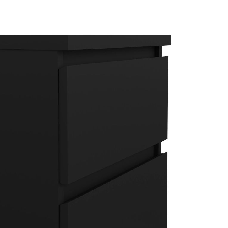 Comodino Nero Effetto Legno 2 Cassetti un Ripiano 50x40x50h cm, Apertura Scorrevole - Azar