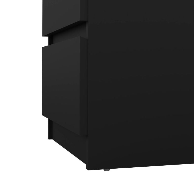 Comodino Nero Effetto Legno 2 Cassetti un Ripiano 50x40x50h cm, Apertura Scorrevole - Azar