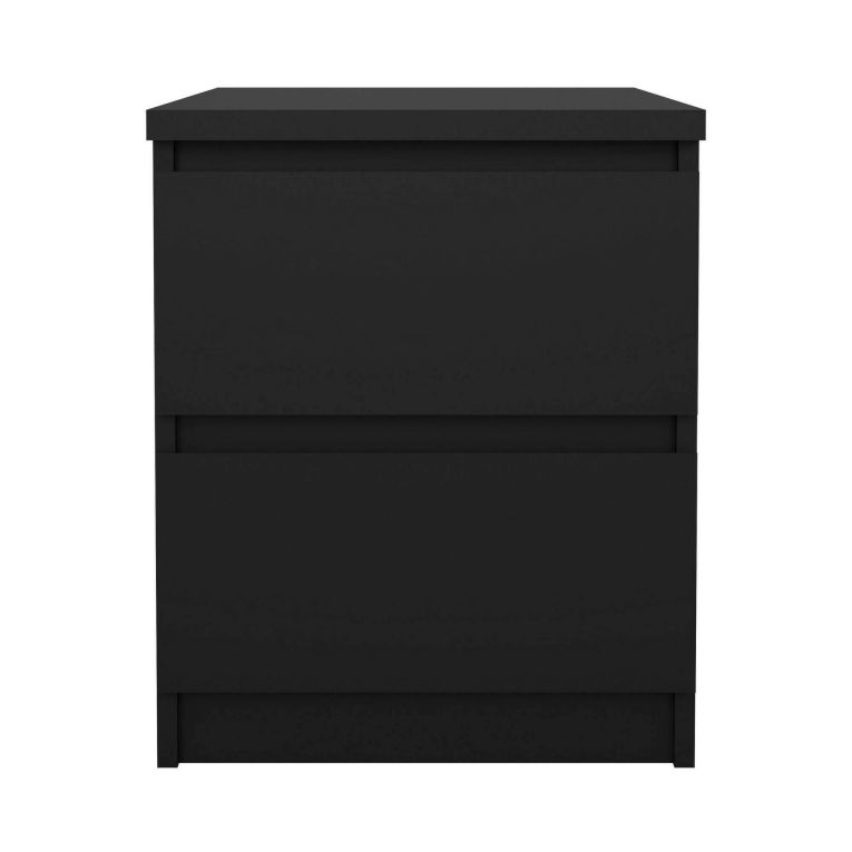 Comodino Nero un Ripiano 2 Cassetti 50x40x50h cm, Apertura Scorrevole - Azar