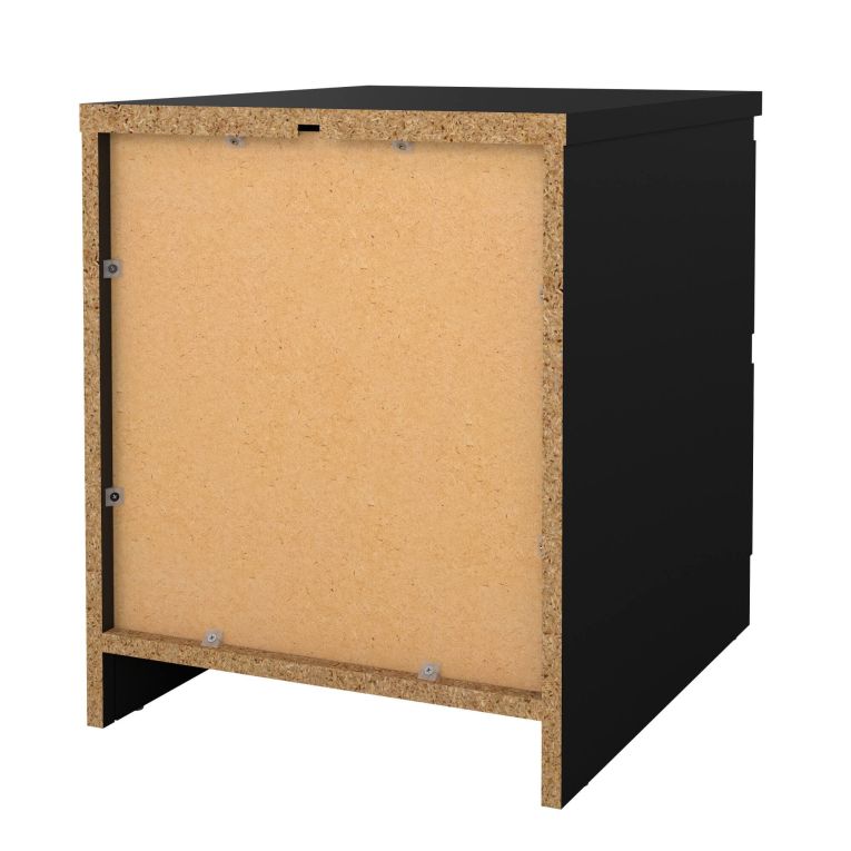 Comodino Nero un Ripiano 2 Cassetti 50x40x50h cm, Apertura Scorrevole - Azar