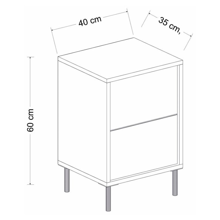 Comodino Oro Bianco un Ripiano Apertura Battente 40x35x60h cm, Un'anta - Vestone