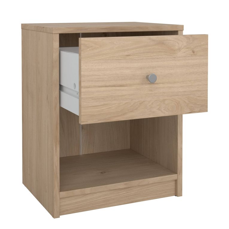 Comodino Roxanne, Comò basso, Tavolino da notte, Mensola da letto, 30x38 h48 cm, Rovere