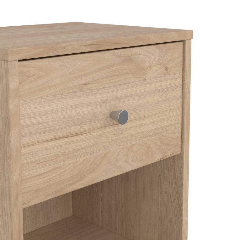 Comodino Roxanne, Comò basso, Tavolino da notte, Mensola da letto, 30x38 h48 cm, Rovere
