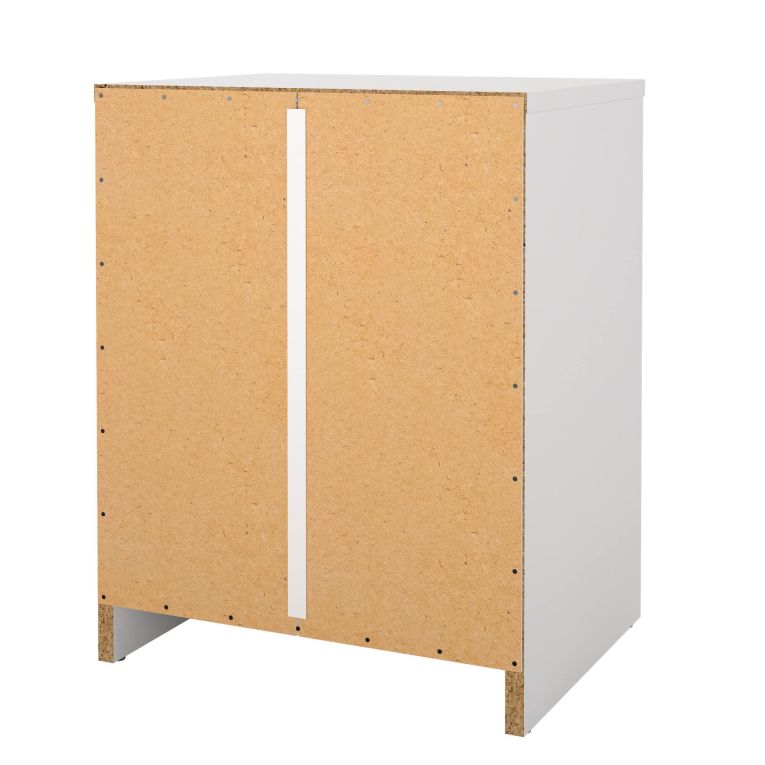 Comodino Roxanne, Comò basso, Tavolino da notte, Mensola da letto, 38x30 h48 cm, Bianco
