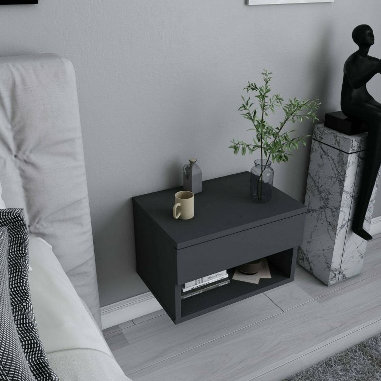 Comodino sospeso antracite 44x29x31h cm - Serpente
