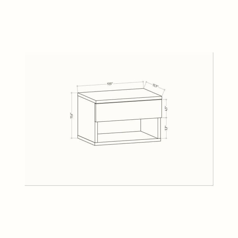 Comodino sospeso antracite 44x29x31h cm - Serpente