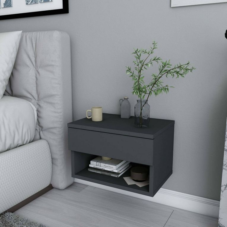 Comodino sospeso antracite 44x29x31h cm - Serpente