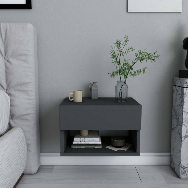 Comodino sospeso antracite 44x29x31h cm - Serpente