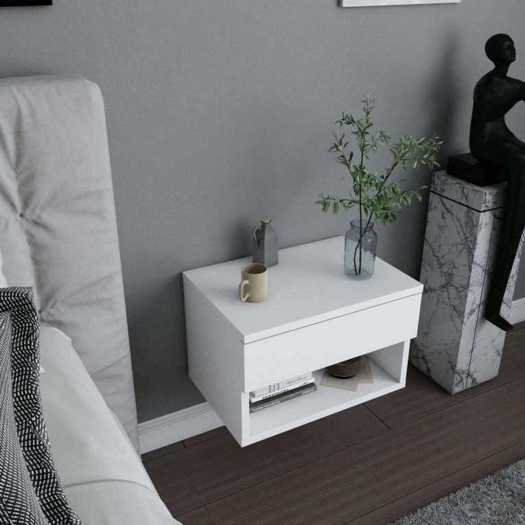 Comodino sospeso bianco 44x29x31h cm - Serpente