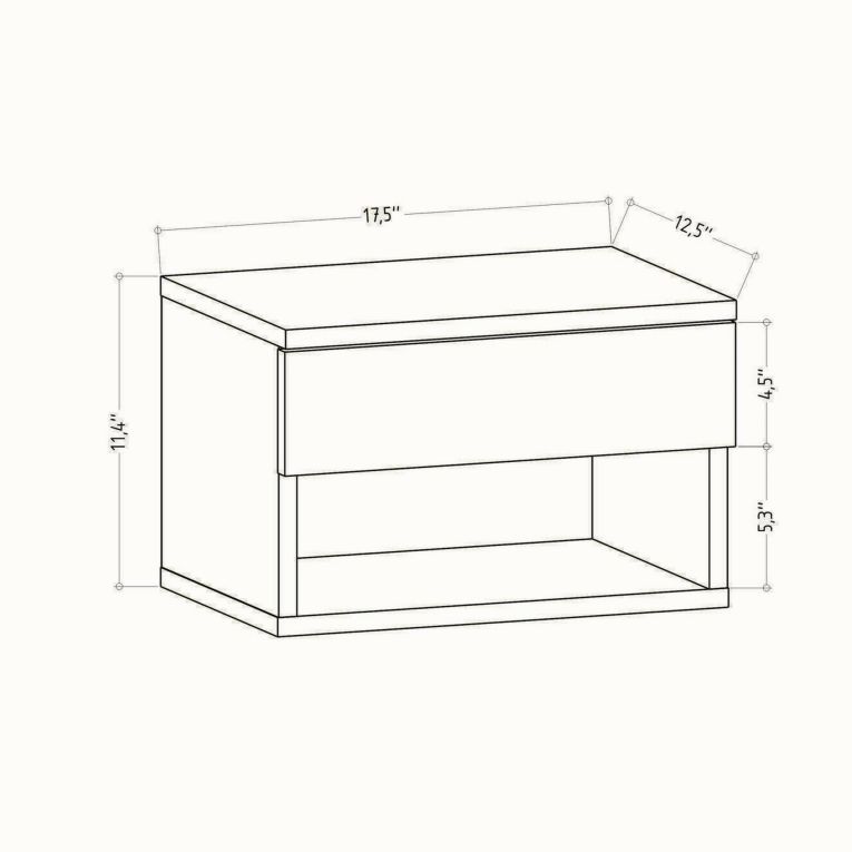 Comodino sospeso bianco 44x29x31h cm - Serpente