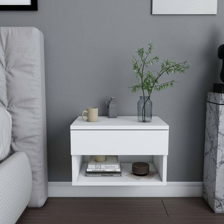 Comodino sospeso bianco 44x29x31h cm - Serpente