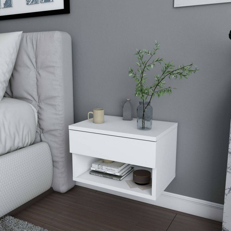 Comodino sospeso bianco 44x29x31h cm - Serpente