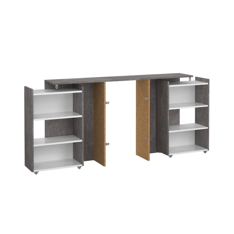 Comodino stretto cemento e bianco lucido 144x26x79h cm - Peridoto