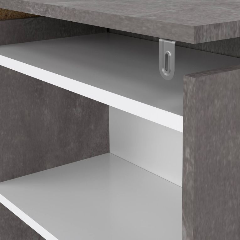 Comodino stretto cemento e bianco lucido 144x26x79h cm - Peridoto